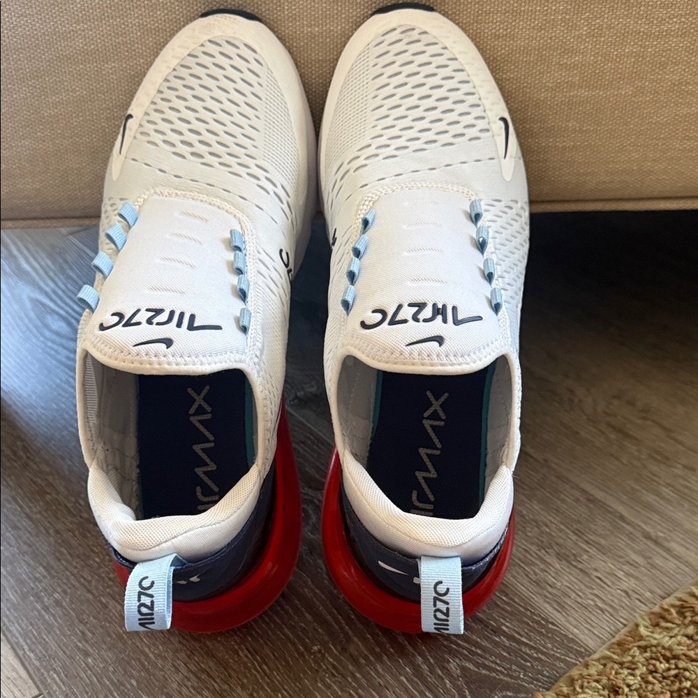 Nike Air Max 270 White and Blue Sneakers